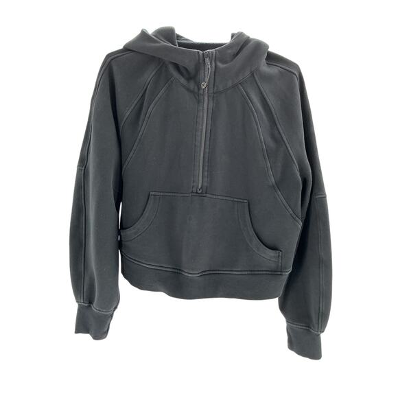 Lululemon 'Scuba' Grey Cotton Oversized Half-Zip Hoodie Size M / L - Picture 2 of 4